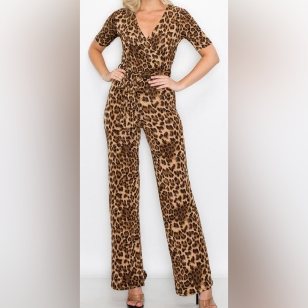 Leopard Wrap Jumpsuit